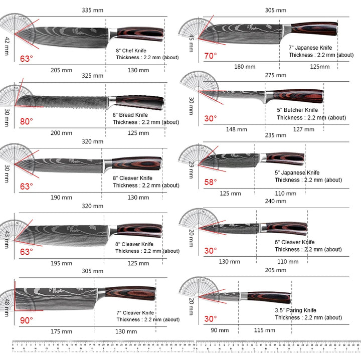 Sharp Chef Kitchen Knives Laser Damascus Knife for Meat Fish Fruit Bread Butcher Japanese Boning